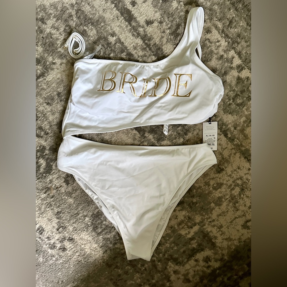 White Bride One-Shoulder Swimsuit
